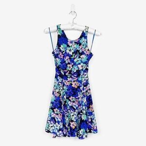 Yumi Kim‎ Kiss Me Mini Dress Sleeping Beauty Print Size XS Blue Silk Floral